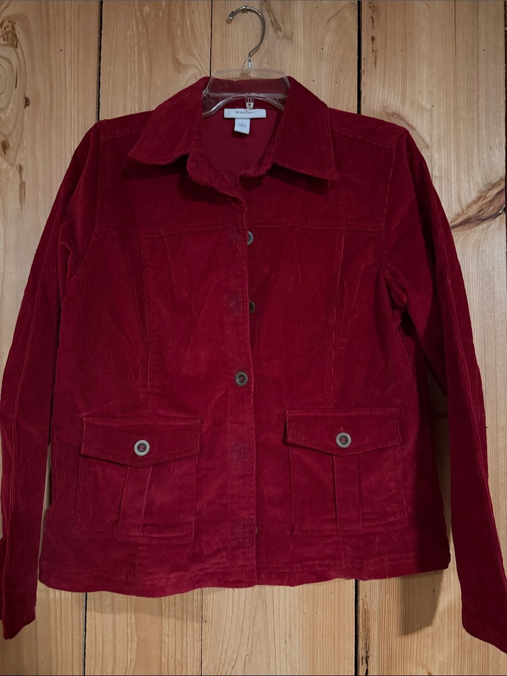 Dress Barn Deep Red Corduroy Button-Up Jacket